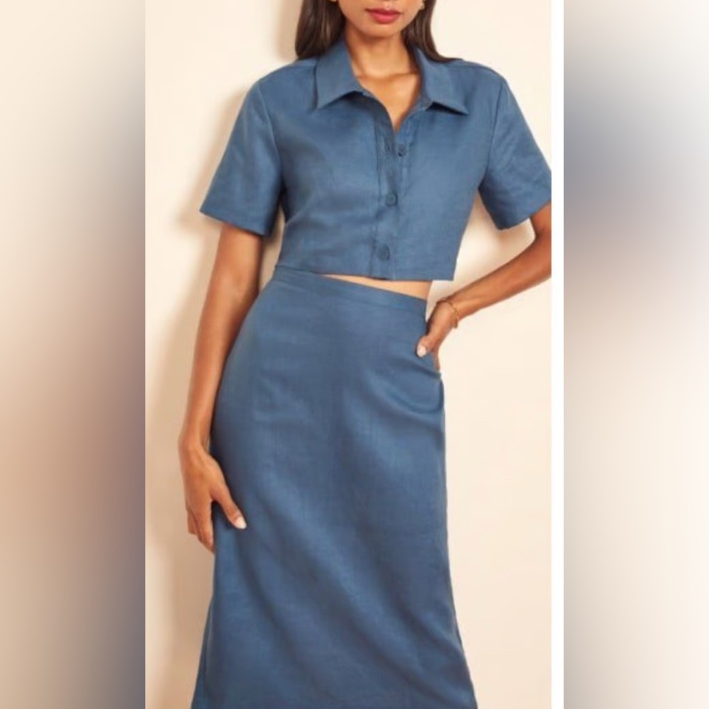Reformation Blue Skirt Set 2